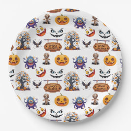 Plato De Papel Patrón de Halloween en