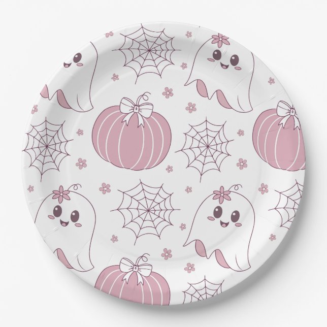 Plato De Papel Patrón de Halloween Pastel Soft Goth (Anverso)