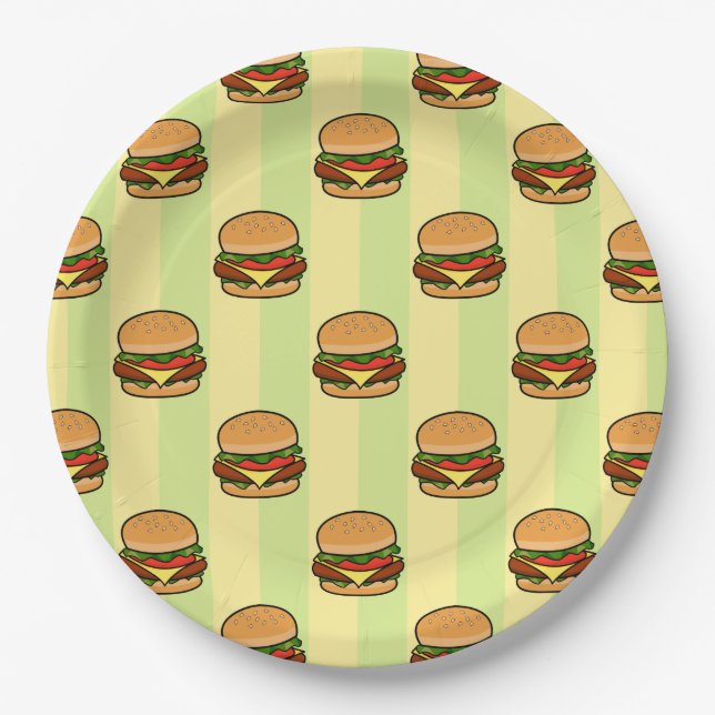 Plato De Papel Patrón de hamburguesas (Anverso)