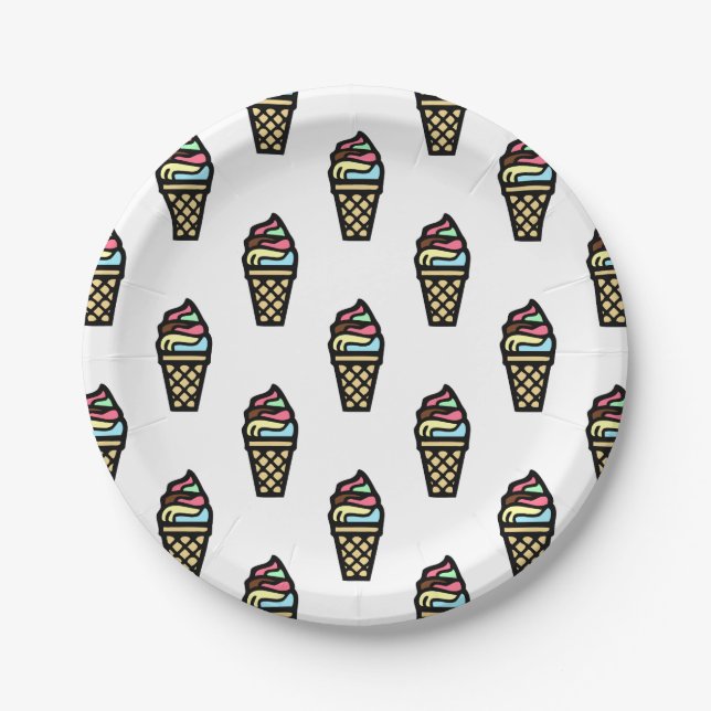 Plato De Papel Patrón de helado colorido (Anverso)
