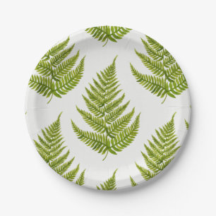 Plato De Papel Patrón de helecho acuático