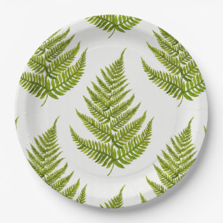 Plato De Papel Patrón de helecho acuático