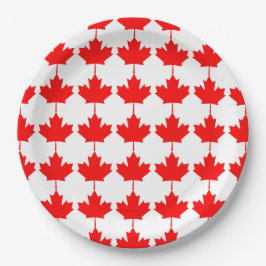 Plato De Papel Patrón de hoja de arce roja de Canadá
