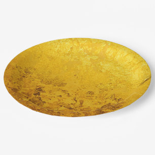 Plato De Papel Patrón de HOJA DE ORO PURO + tu texto / foto