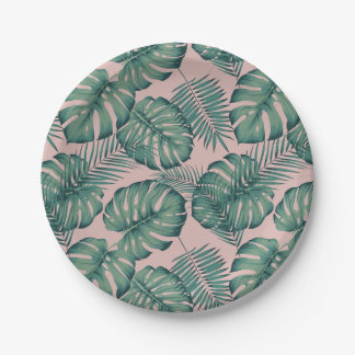 Plato De Papel Patrón de hoja tropical