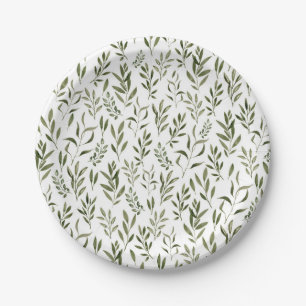 Plato De Papel Patrón de hojas de agua Eucalyptus Greenery
