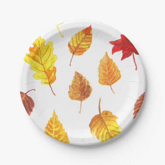 Plato De Papel Patrón de hojas de otoño (Anverso)