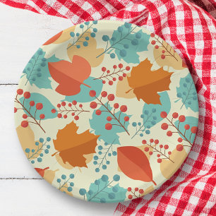Plato De Papel Patrón de hojas de otoño modernas   Acción de Grac