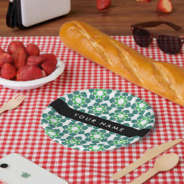 Plato De Papel Patrón de hojas, hojas verdes, nombre