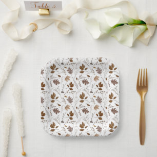 Plato De Papel Patrón de hojas otoñales