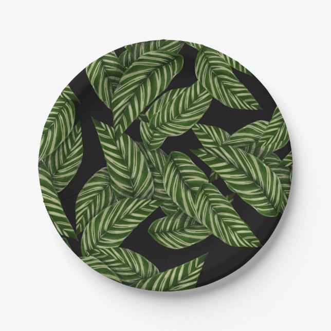 Plato De Papel Patrón de hojas tropicales (Anverso)
