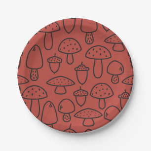 Plato De Papel Patrón de hongos