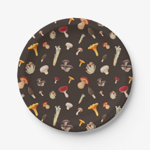 Plato De Papel Patrón de hongos