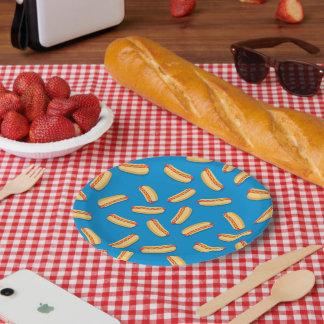 Plato De Papel Patrón de Hotdogs de comida rápida