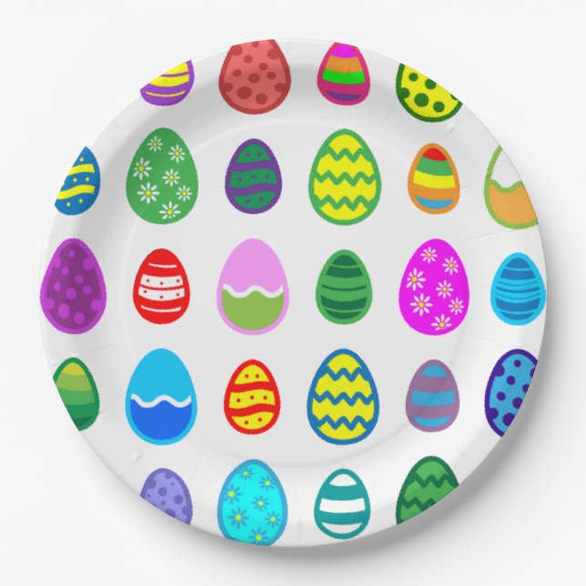 Plato De Papel Patrón de Huevos de Pascua (Anverso)