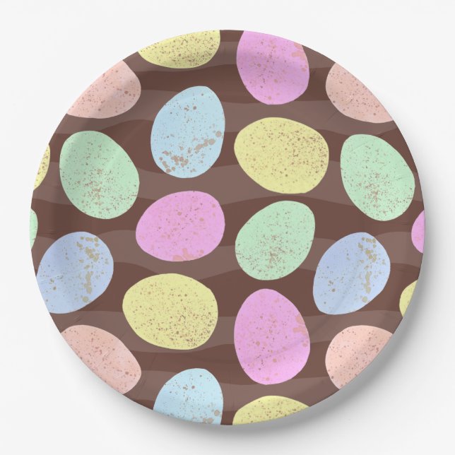 Plato De Papel Patrón de Huevos de Pascua de Candy (Anverso)