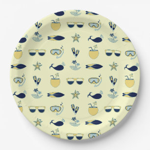 Plato De Papel Patrón de iconos de verano de moda
