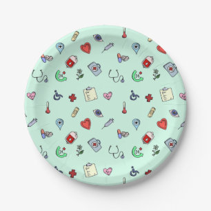 Plato De Papel Patrón de iconos médicos curados