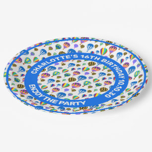 Plato De Papel Patrón de imágenes de globos de aire caliente colo
