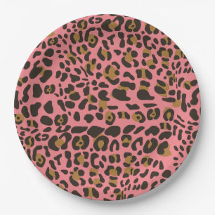 Plato De Papel Patrón de impresión animal de leopardo jaguar