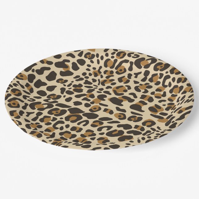 Plato De Papel Patrón de impresión animal de leopardo jaguar (Angular)