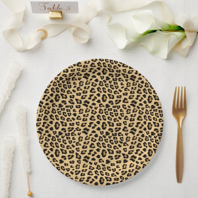 Plato De Papel Patrón de impresión de leopardo (Boda)