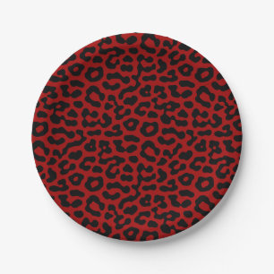 Plato De Papel Patrón de impresión de puntos de leopardo negro 
