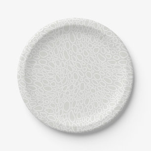 Plato De Papel Patrón de invierno de los Círculos blancos grises 