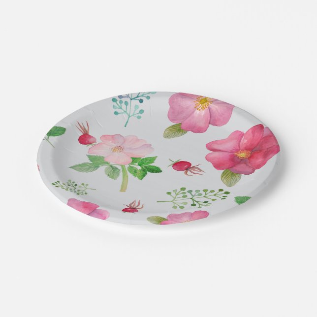 Plato De Papel Patrón de jardín de cadera de Rosa (Angular)