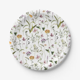 Plato De Papel Patrón de jardín de flores silvestres