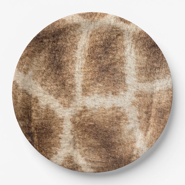 Plato De Papel Patrón de jirafa (Anverso)