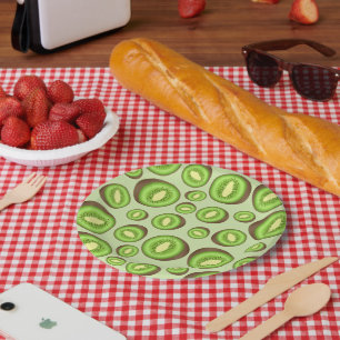 Plato De Papel Patrón de kiwi verde y marrón