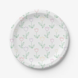 Plato De Papel Patrón de la flor de los labios dibujados a mano
