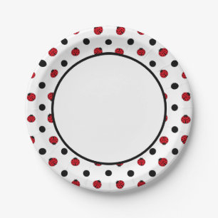 Plato De Papel Patrón de ladybug retro curado