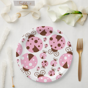 Plato De Papel Patrón De Ladybugs, Cute Ladybugs, Pink Ladybugs