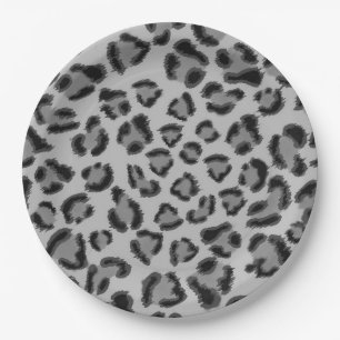 Plato De Papel Patrón de leopardo negro y gris, patrón de chita