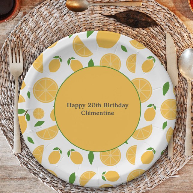 Plato De Papel Patrón de limón (Lemon Pattern Paper Plates)