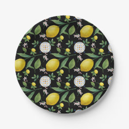 Plato De Papel Patrón de limón de mosaico italiano