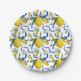 Plato De Papel Patrón de limón de mosaico italiano