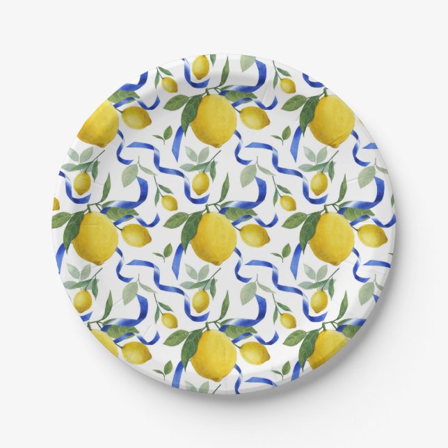 Plato De Papel Patrón de limón de mosaico italiano (Anverso)