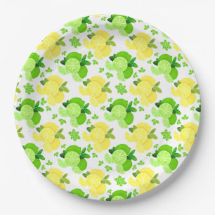 Plato De Papel Patrón de limón divertido