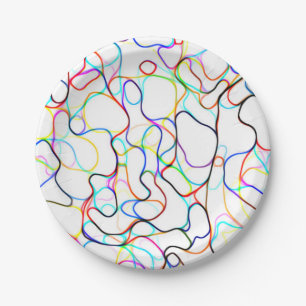 Plato De Papel Patrón de línea de curva multicolor