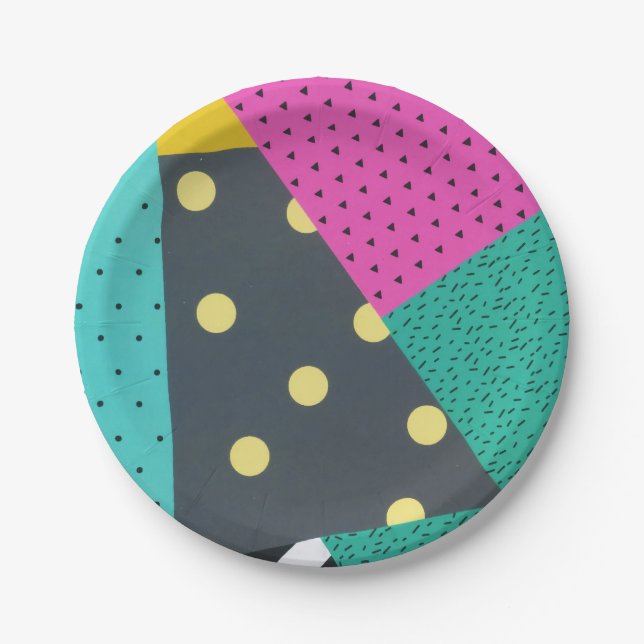 Plato De Papel Patrón de líneas geométricas modernas y elegantes (Anverso)