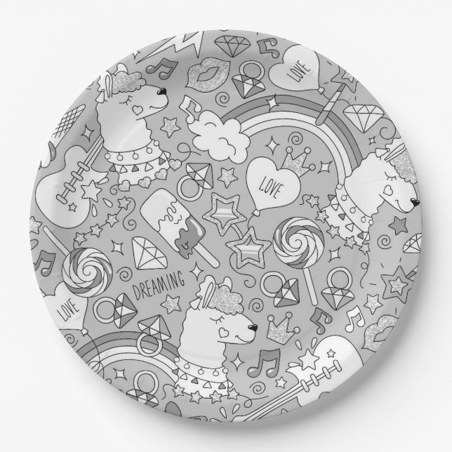 Plato De Papel patrón de llama 4 (Anverso)