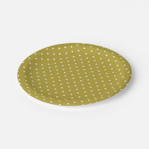 Plato De Papel  Patrón de lunares blancos en amarillo mostaza 