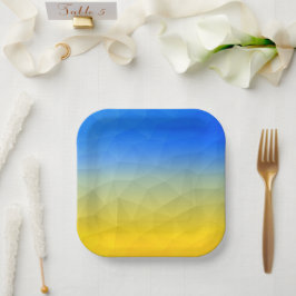 Plato De Papel Patrón de malla geométrica amarillo de Ucrania