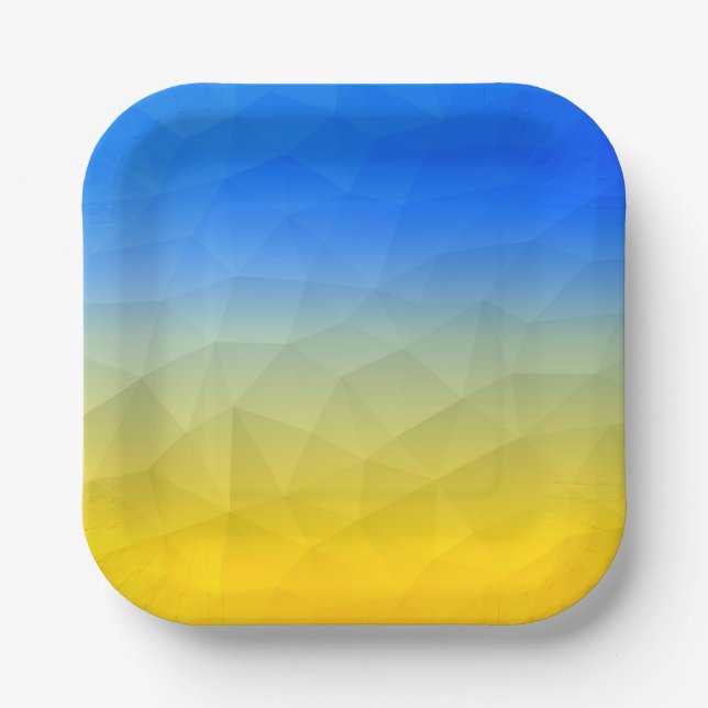 Plato De Papel Patrón de malla geométrica amarillo de Ucrania (Anverso)