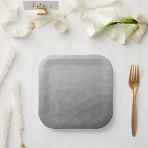 Plato De Papel Patrón de malla geométrica de gradiente gris