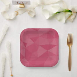 Plato De Papel Patrón de malla geométrica de luz rosa