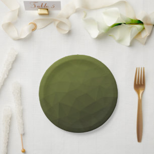 Plato De Papel Patrón de malla geométrica del gradiente de oliva